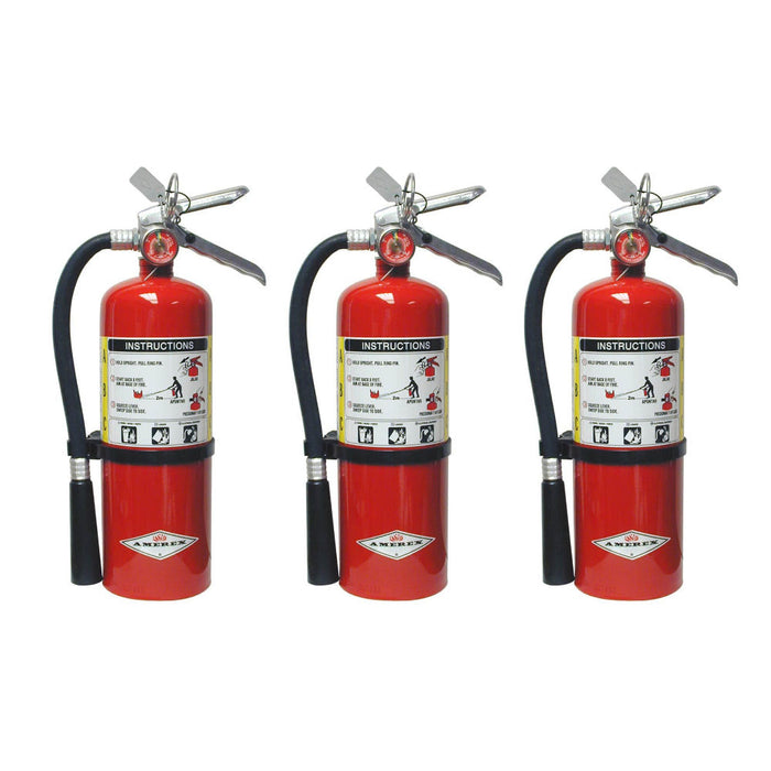 3-Pack Bundle of Amerex 5 lb ABC Fire Extinguisher with Wall Hanger - Model B500