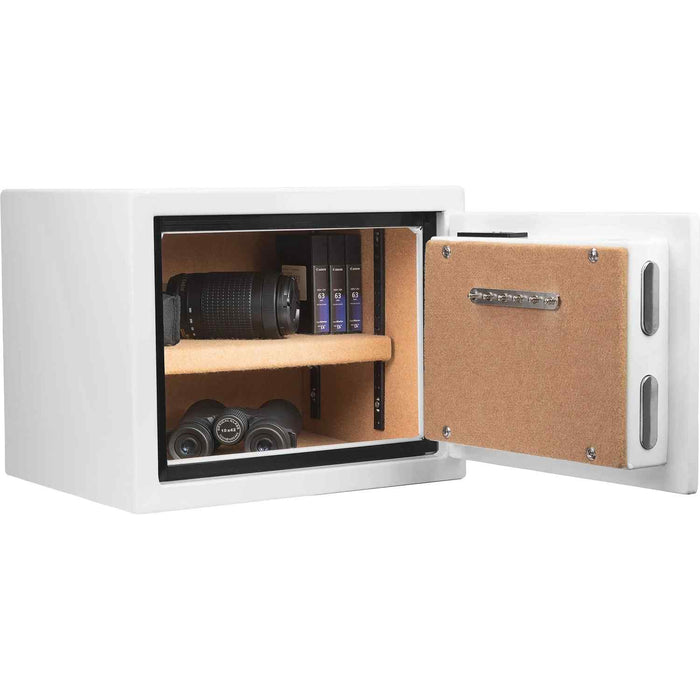 Barska 0.75 Cu. ft. Biometric Fireproof Security Safe in White Body Inner Profile with Valuables