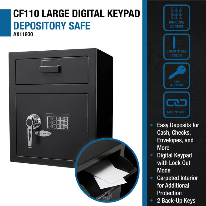 Barska 1.1 Cubic Feet Keypad Depository Safe Features
