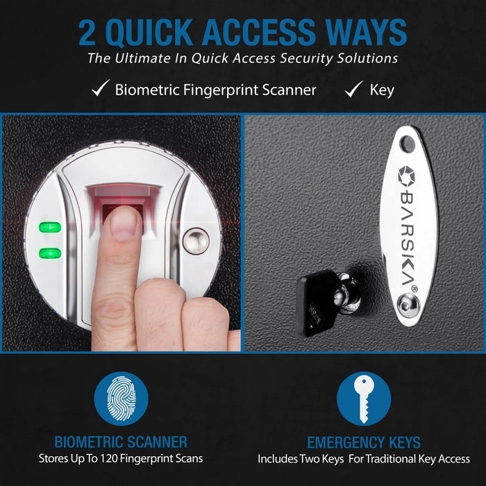 Barska 1.45 Cubic Feet Biometric Security Safe 2 Quick Access Ways