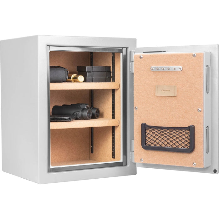 Barska 1.64 Cubic Feet Biometric Fireproof Security Safe in Grey Body Inside Profile with Valuables