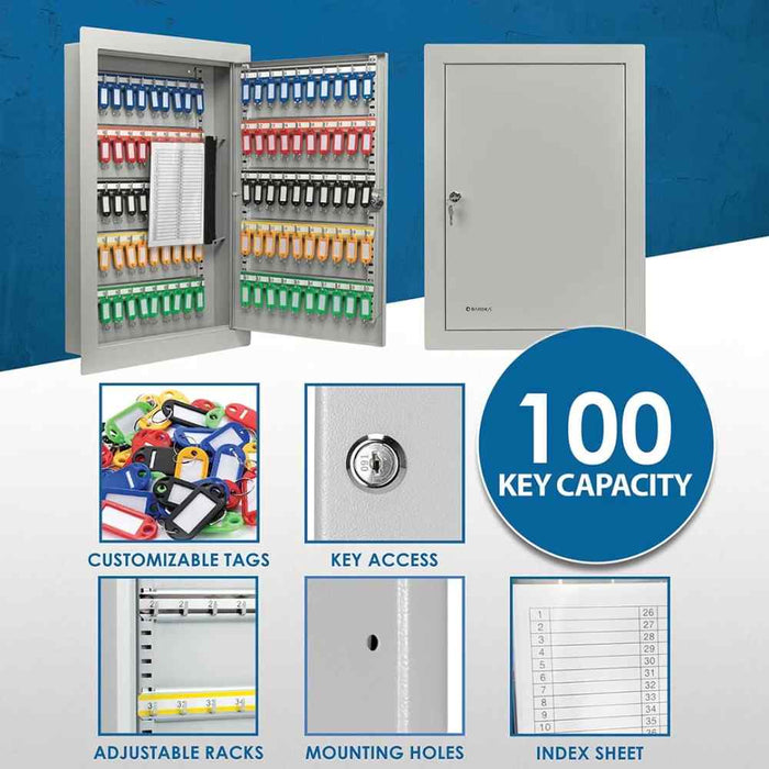 Barska 100 Capacity Adjustable In-Wall Key Lock Box in Grey Features