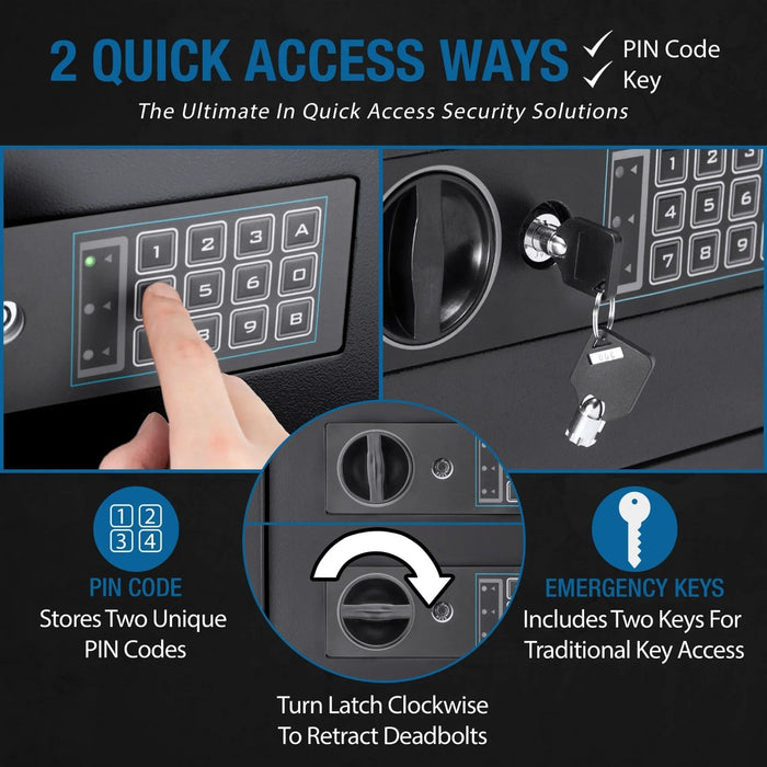 Barska 100 Capacity Fixed Position Key Cabinet Digital Keypad Wall Safe in Black 2 Quick Access Ways