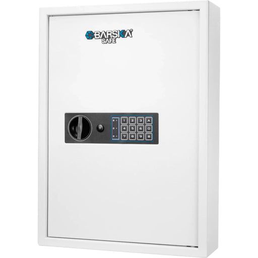 Barska 100 Capacity Fixed Position Key Cabinet Digital Keypad Wall Safe in White Body