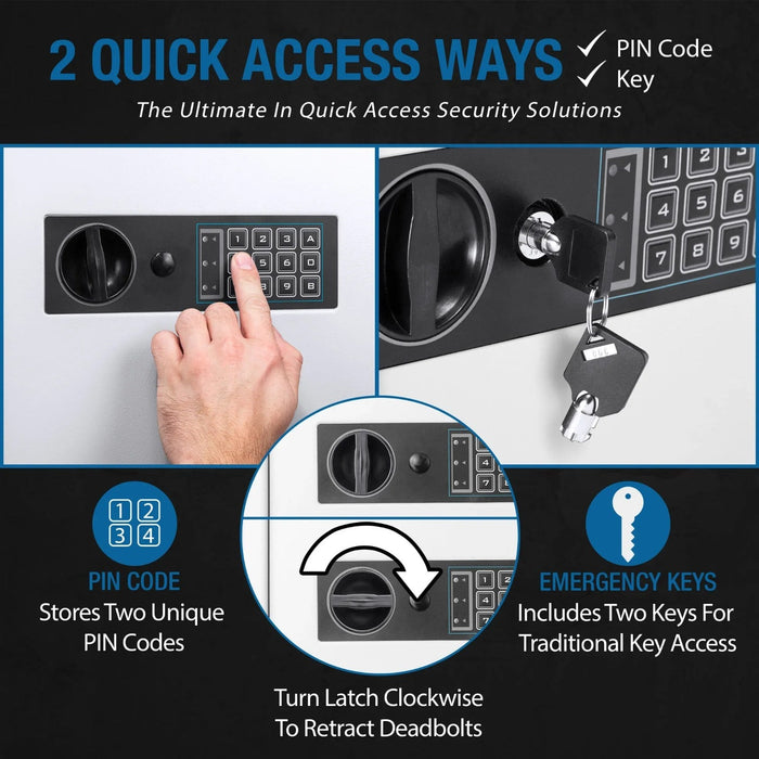 Barska 180 Capacity Adjustable Key Cabinet Digital Keypad Wall Safe in White 2 Quick Access Ways