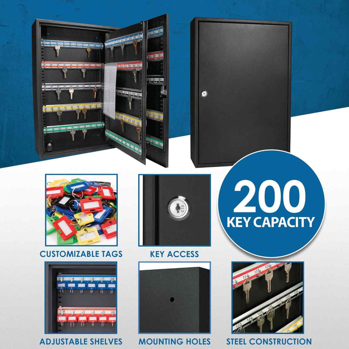 Barska 200 Capacity Adjustable Key Cabinet with Key Lock Features