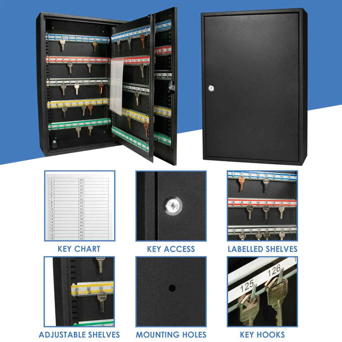 Barska 200 Capacity Adjustable Key Cabinet with Key Lock Parts and Inclusion