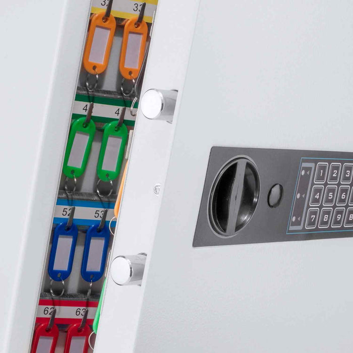 Barska 240 Capacity Adjustable Key Cabinet Digital Keypad Wall Safe in White Solid Steel Locking Bolts