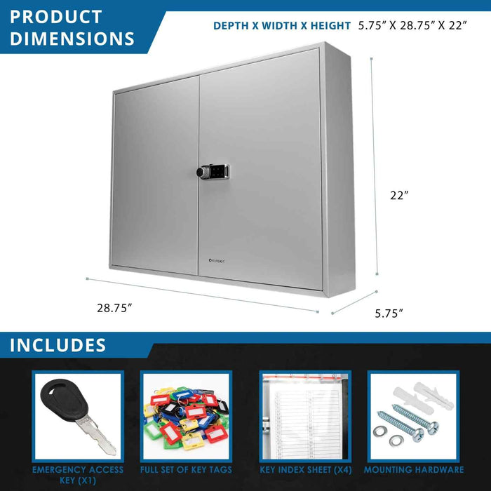 Barska 400 Capacity Adjustable Key Cabinet Digital Keypad Wall Safe Dimensions and Inclusion