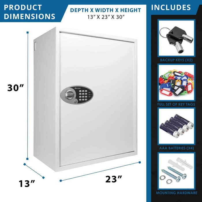 Barska 736 Capacity Adjustable Key Cabinet Digital Keypad Wall Safe Dimensions and Inclusion
