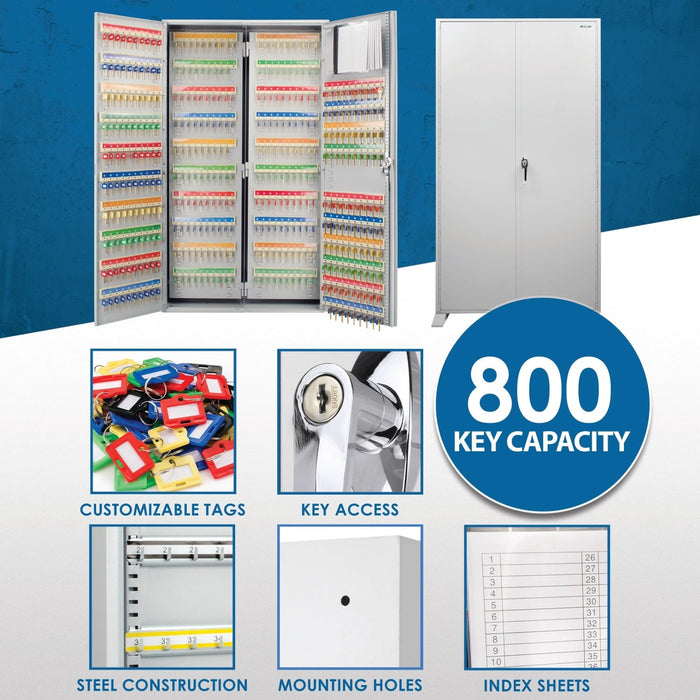 Barska 800 Capacity Adjustment Key Cabinet with Key Lock Features