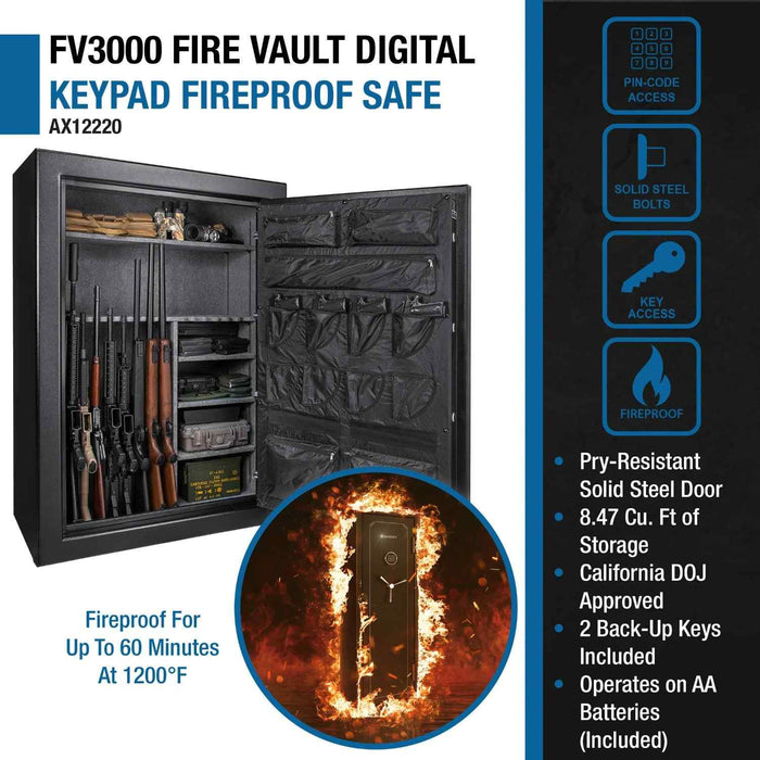 Barska FV3000 FireVault Fireproof Keypad Rifle Safe Features