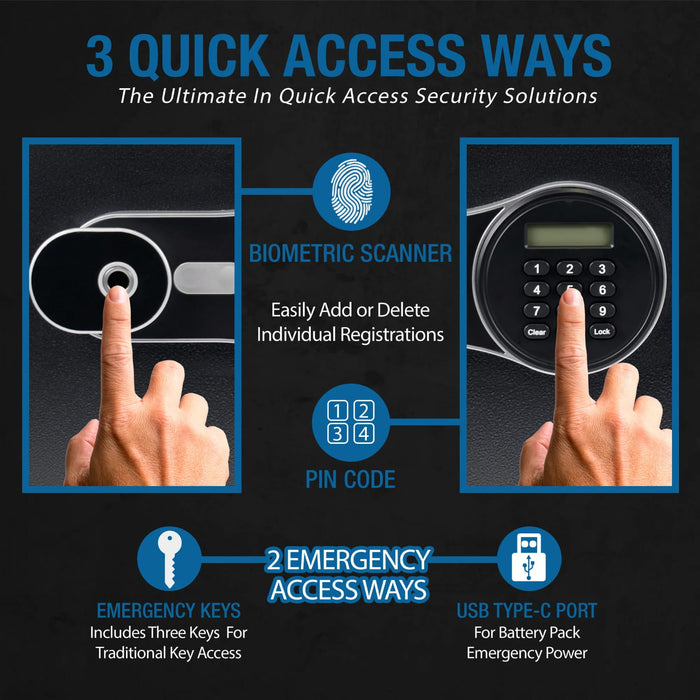 Barska FV Pro 500 Biometric Keypad Fire Resistant Safe - Access Ways