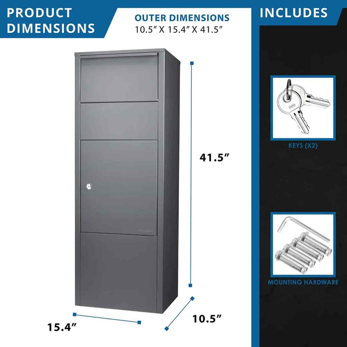 Barska Large Parcel Collection Locking Drop Box Dimensions and Inclusion