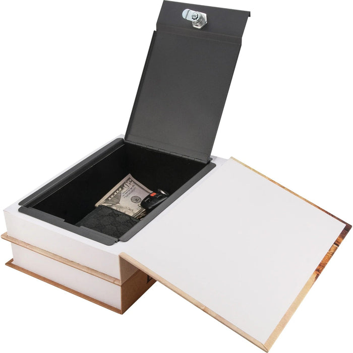 Barska Paris and Paris Dual Diversion Book Lock Box with Key Lock Body Lid Opened with Valuables