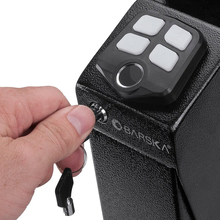 Barska Quick Access Biometric Keypad Handgun Desk Safe Emergency Keys
