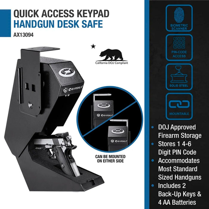 Barska Quick Access Keypad Handgun Desk Safe Features