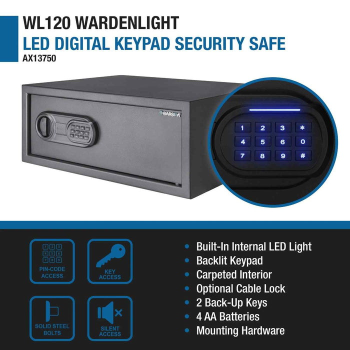 Barska WL120 WardenLight 1.2 Cu. Ft. Digital Keypad Safe with Interior LED Light Features
