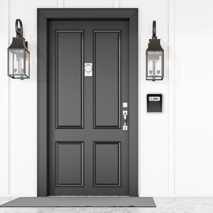 Barska Wall-Mounted Key Lock Box With Combination and Key Lock - Installed Beside a Door