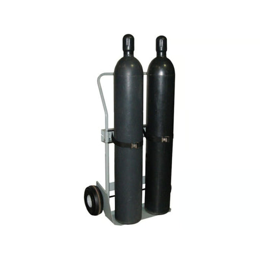 Justrite Double Cylinder Hand Truck, 10.5" Pneumatic Wheels - 35028 with 2 Gas Cylinder