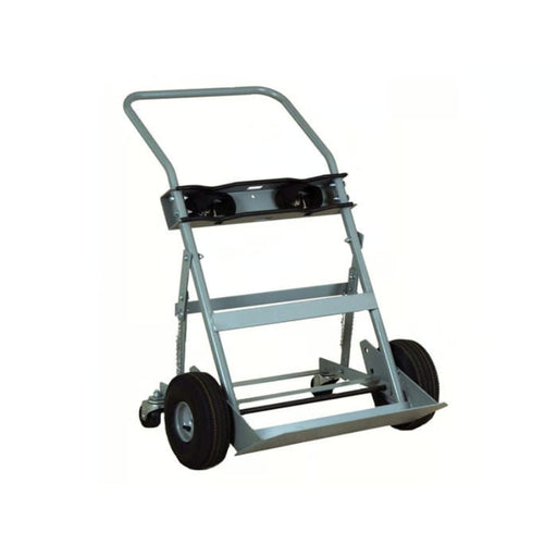 Justrite Double Cylinder Hand Truck, 10.5" Pneumatic Wheels, Rear Casters - 35032