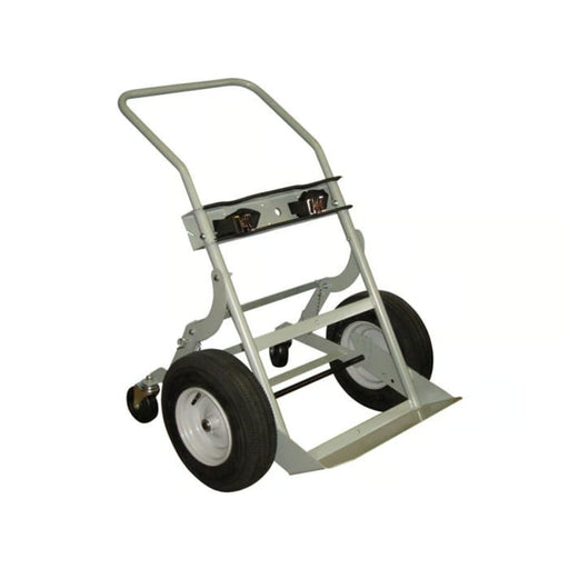 Justrite Double Cylinder Hand Truck, 16" Pneumatic Wheels, Rear Casters - 35036