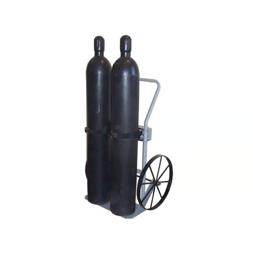 Justrite Double Cylinder Hand Truck, 20" Steel Wheels - 35020 with 2 Gas Cylinders