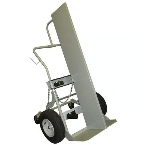 Justrite Double Cylinder Hand Truck With Firewall, 16" Pneumatic Wheels, Rear Casters - 35044