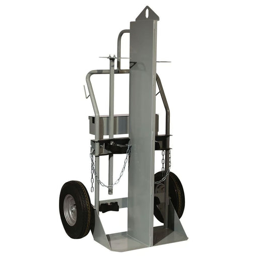 Justrite Double Cylinder Hand Truck With Firewall and Hoist Ring, 16" Pneumatic Wheels, Tool Box - 35050