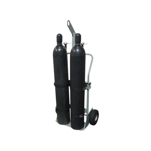 Justrite Double Cylinder Hand Truck With Hoist Ring, 10.5" Pneumatic Wheels with 2 Gas Cylinders