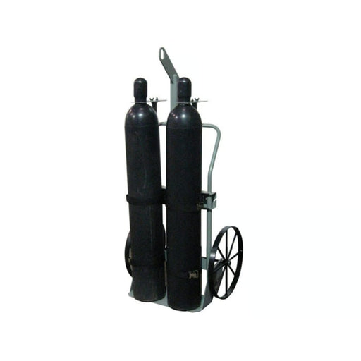 Justrite Double Cylinder Hand Truck With Hoist Ring, 20" Steel Wheels - 35018 with 2 Gas Cylinders
