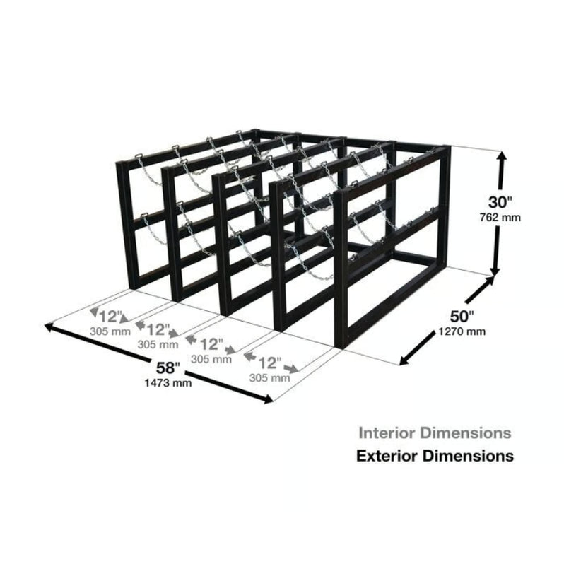 Justrite Gas Cylinder Barricade Rack, 16 Cylinder Capacity, 4 Wide by ...