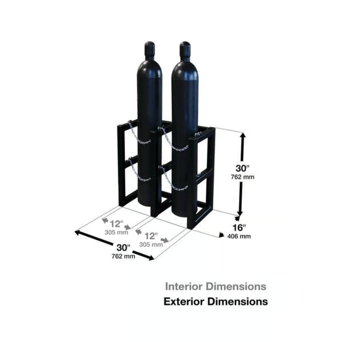 2 Cylinder Rack Justrite Gas Cylinder Barricade Rack, 2 Cylinder Capacity, 2 Wide by 1 ...
