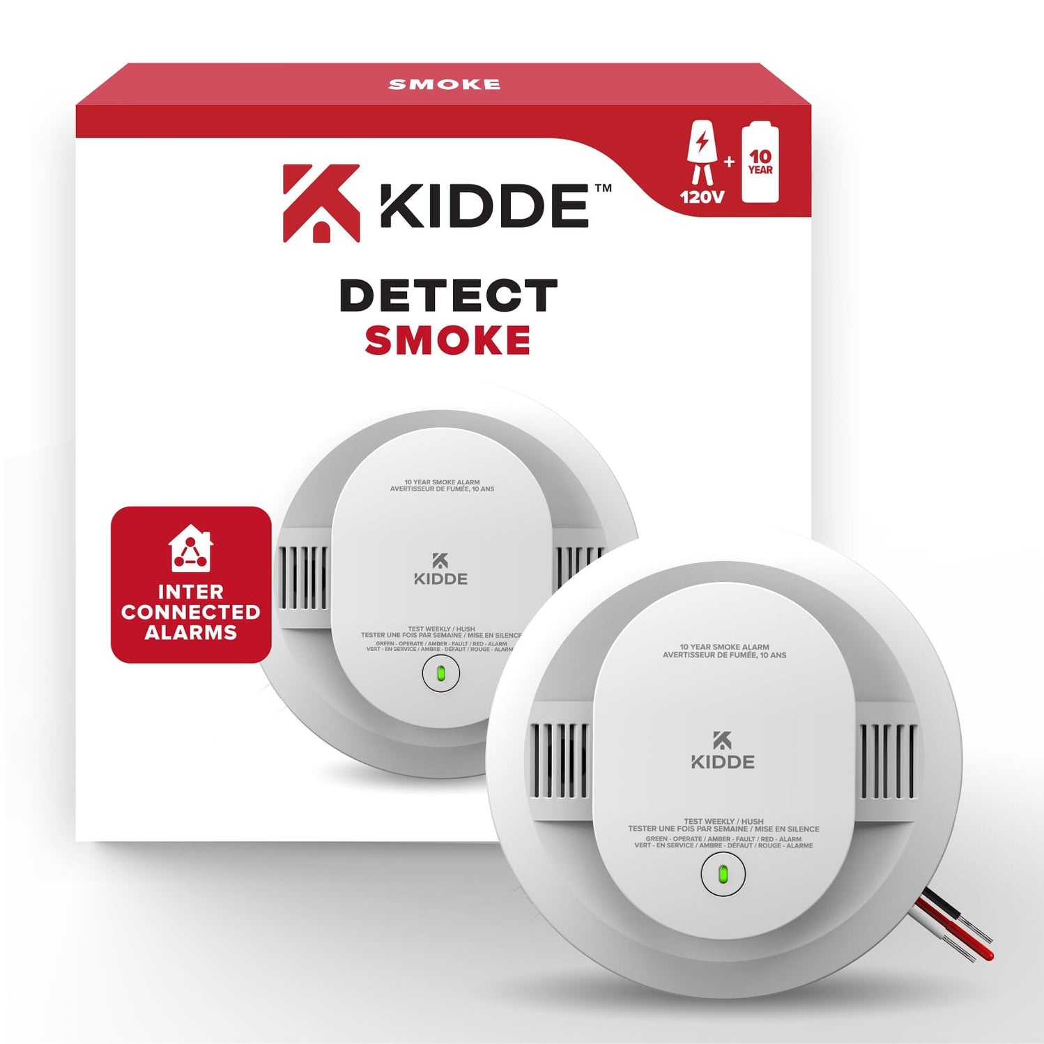 Kidde DETECT Hardwired w/ 10-Year Battery Smoke Alarm - Model 20SA10-CA ...