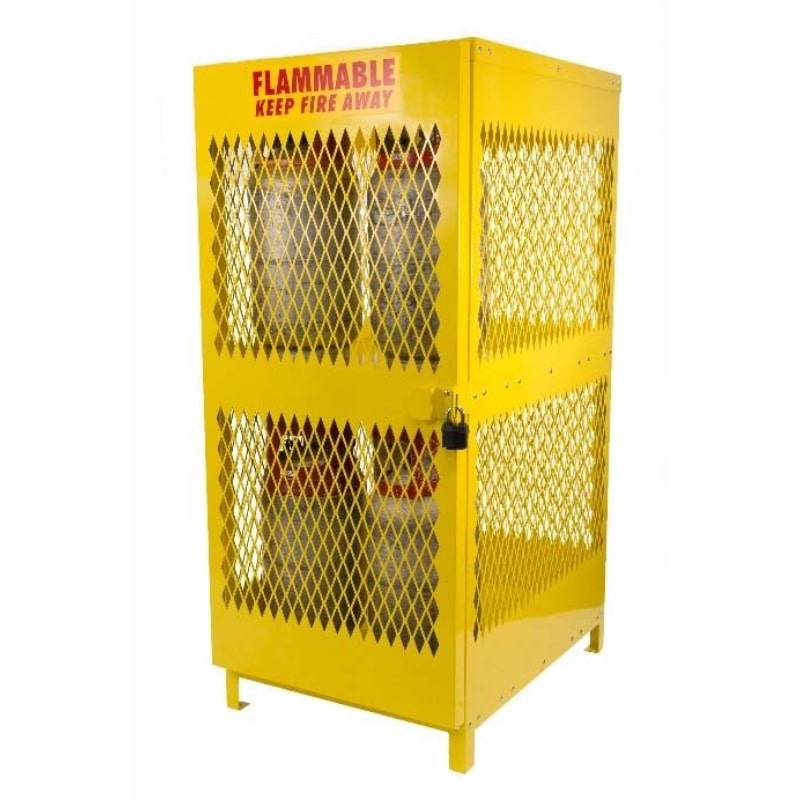 Propane Tank Locker Nosredna 8 Cylinder Steel Vertical Propane Locker in Yellow - NP8VS ...