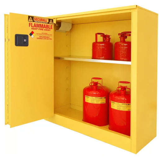 Securall 30 Gallon Flammable Storage Cabinet, Self-Close Self-Latch Sliding Door