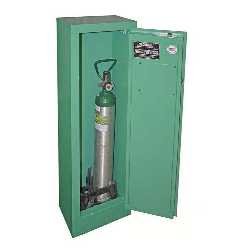 Securall MG102 Self-Latch Door 2 D,E Oxygen Cylinders Cabinet, Color ...