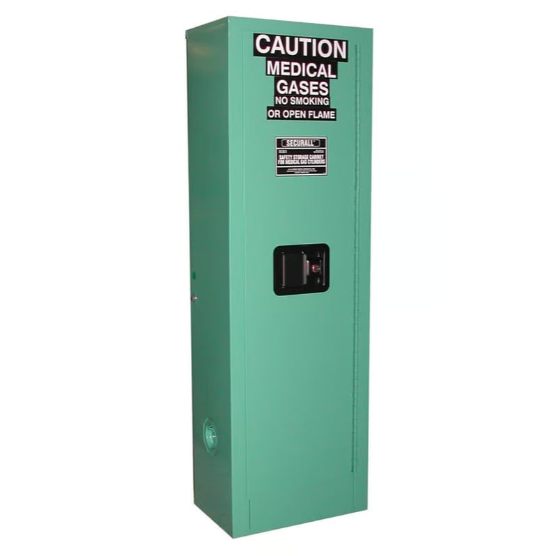 Securall MG102 Self-Latch Door 2 D,E Oxygen Cylinders Cabinet, Color ...
