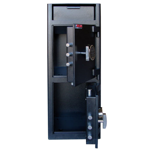 USCAN FL3914-EE Depository Safe with Electronic Keypad Door Open Front Angle