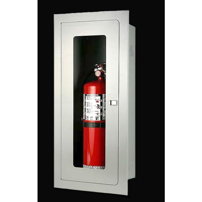 Nosredna 15 LB CO2 Recessed Fire Extinguisher Cabinet - White - 35x12x8